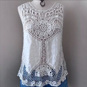 Xhilaration White Crochet Lace Tank